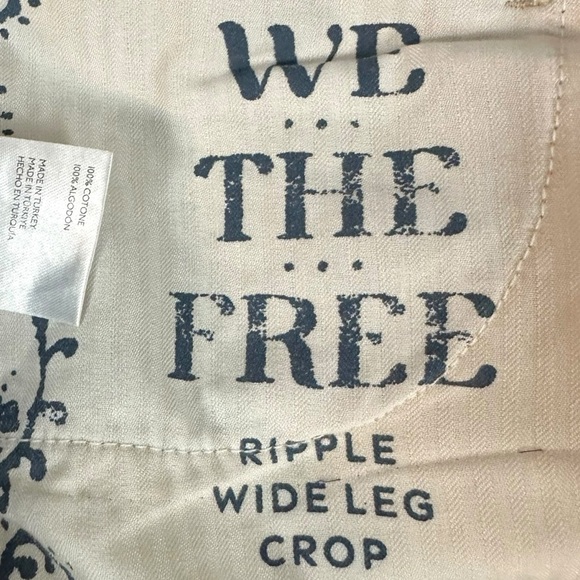 Free People Ripple Wide Leg Crop Jeans Light Wash Size 26 L Culottes Retro 70s - Picture 13 of 15